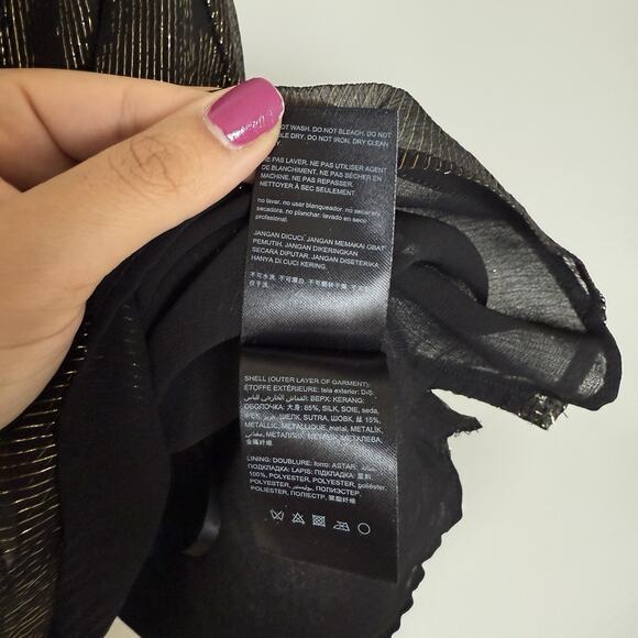 Bebe Womens Tank Top XS Black Silk Sequin Tie Neck Sleeveless Party Festival - Picture 5 of 6